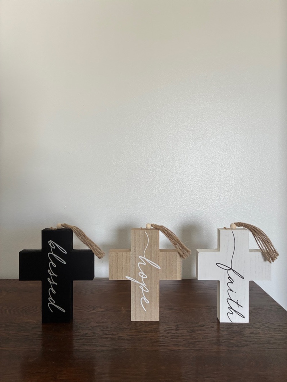 NWT - HOPE, FAITH & BLESSED Wooden Cross Trio - Picture 7 of 14